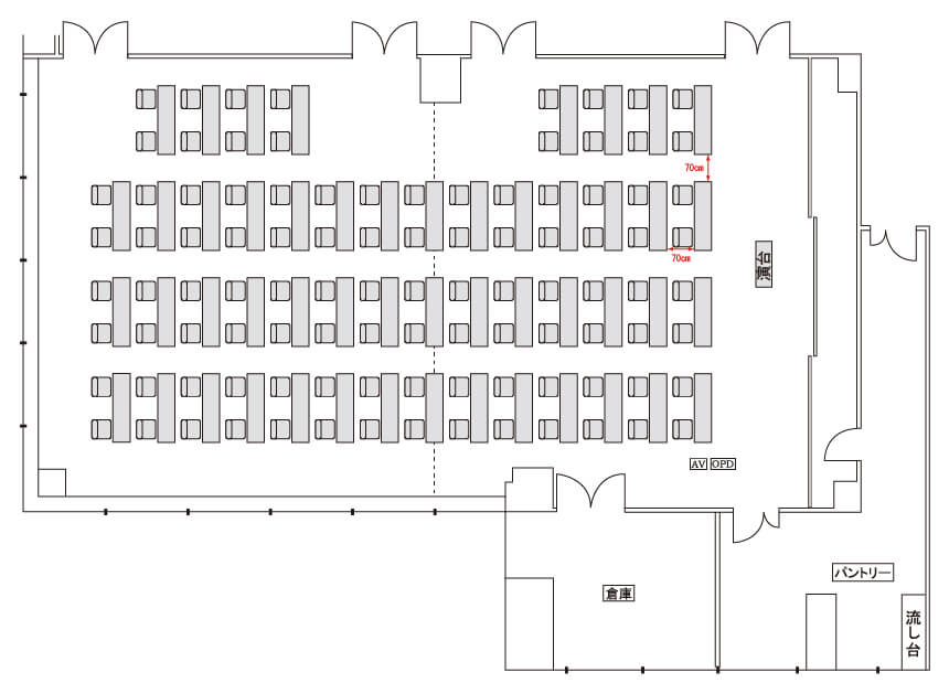 試験実施例2:コンベンションルーム1会場図