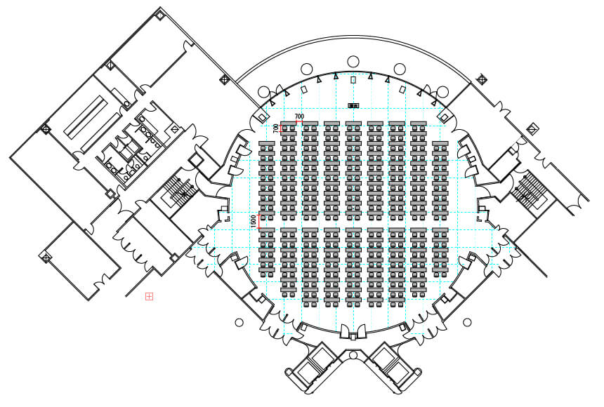 試験実施例1:KFMホール「イオ」会場図